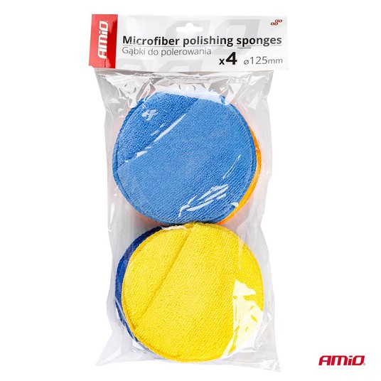 Gąbki do polerowania woskowania zestaw gąbek 4 x 125 mm AMIO-02905 -zdjęcie numer 2