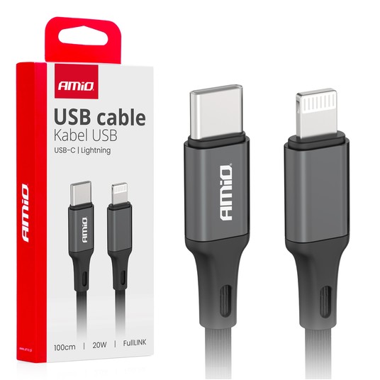 Kabel do ładowania USB-C - LIGHTNING IPHONE PD 20W 100cm FullLINK -zdjęcie numer 1