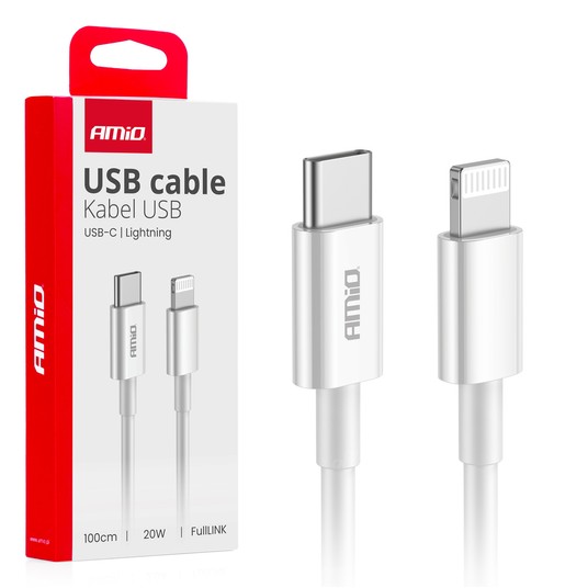Kabel do ładowania USB-C - LIGHTNING IPHONE PD 20W 100cm FullLINK -zdjęcie numer 1