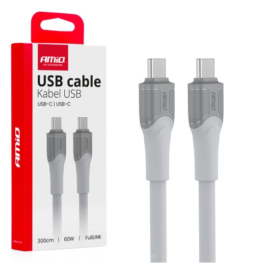 Kabel do łądowania USB-C USB-C 60W 300cm FullLINK model X111 transmisja danych AMIO-04293 -zdjęcie numer 1