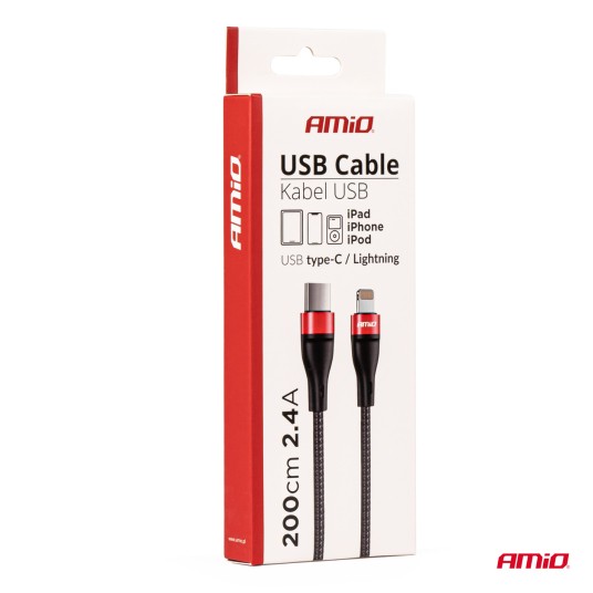 Kabel UC-19 USB-C + Lightning iphone 200 cm FullLINK AMIO-02931 -zdjęcie numer 2