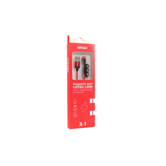 Kabel USB magn.3w1 na Lightning USB-C, micro - 1m -photo number 2