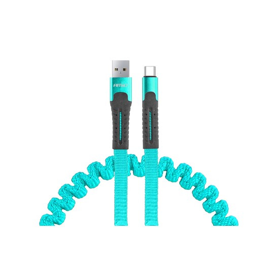 Kabel USB USB-C sprężynujący 1.2 m UC-14 AMIO-02531 -zdjęcie numer 1