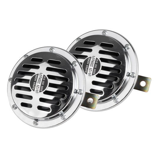 Klakson sygnał dźwiękowy chrom 125 mm 12V AMIO-04074 -zdjęcie numer 1