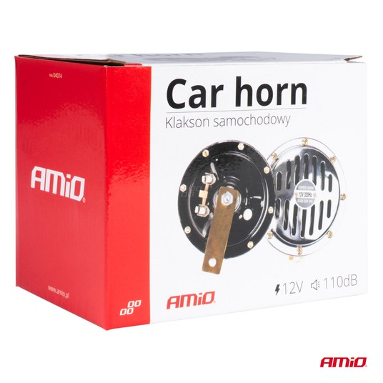 Klakson sygnał dźwiękowy chrom 125 mm 12V AMIO-04074 -zdjęcie numer 2