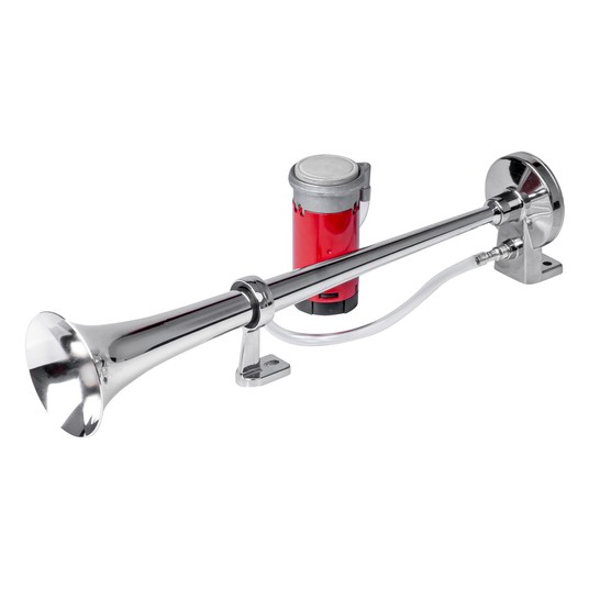 Klakson sygnał dźwiękowy fanfara chrom 12V AMIO-03618 -zdjęcie numer 1