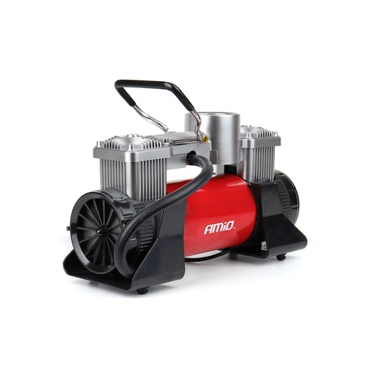 Kompresor samochodowy ACOMP-18 metalowy 2 cylindry 12V AMIO-02640 -zdjęcie numer 3