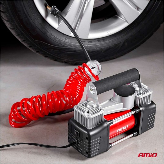 Kompresor samochodowy ACOMP-4 metalowy 12V dwutłokowy AMIO-01136 -zdjęcie numer 7
