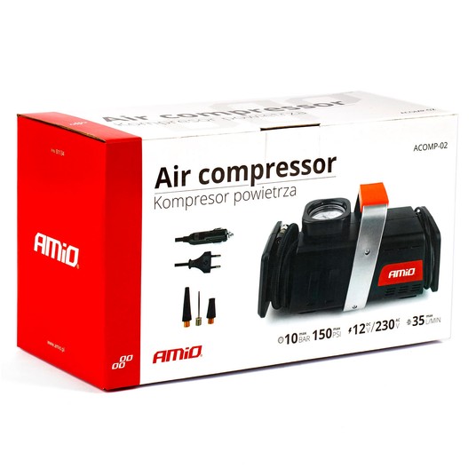 Kompresor samochodowy pompka 12V 230V ACOMP-02 AMIO-01134 -zdjęcie numer 2
