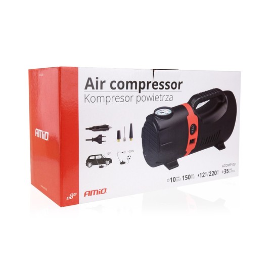 Kompresor samochodowy pompka 12V 230V ACOMP-09 AMIO-02383 -zdjęcie numer 6
