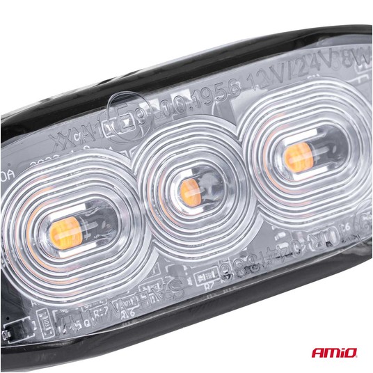 Lampa błyskowa ostrzegawcza płaska 3 LED R65 R10 12-24V AMIO-02297 -zdjęcie numer 5
