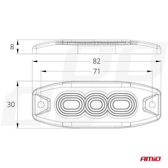 Lampa błyskowa ostrzegawcza płaska 3 LED R65 R10 12-24V AMIO-02297 -zdjęcie numer 3