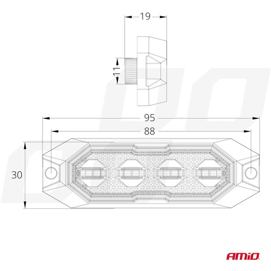 Lampa błyskowa płaska 4x3W LED R65 R10 12V 24V -photo number 3