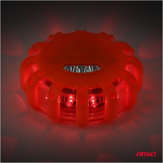 Lampa ostrzegawcza awaryjna z funkcją latarki 3xAAA IP65 12SMD + 3SMD światło czerwone AMIO-02499 -zdjęcie numer 3