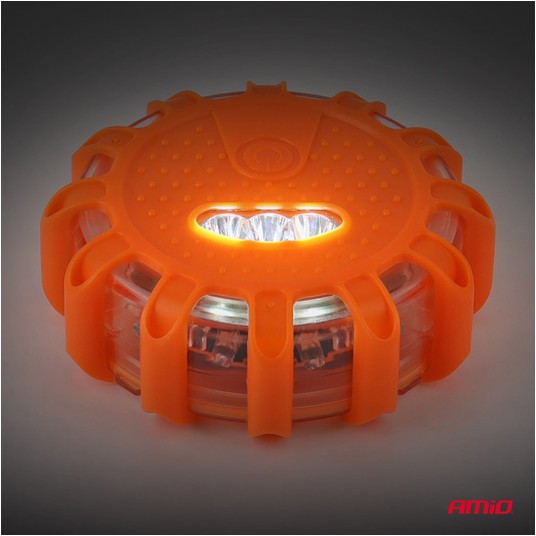 Lampa ostrzegawcza awaryjna z funkcją latarki 3xAAA IP65 12SMD + 3SMD światło czerwone AMIO-02499 -zdjęcie numer 4
