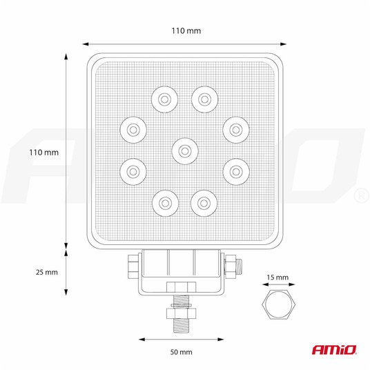 Lampa robocza AWL07 9 LED FLOOD 9-36V -zdjęcie numer 3