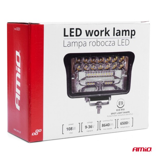 Lampa robocza halogen LED szperacz AWL40 36 LED AMIO-03251 -zdjęcie numer 2