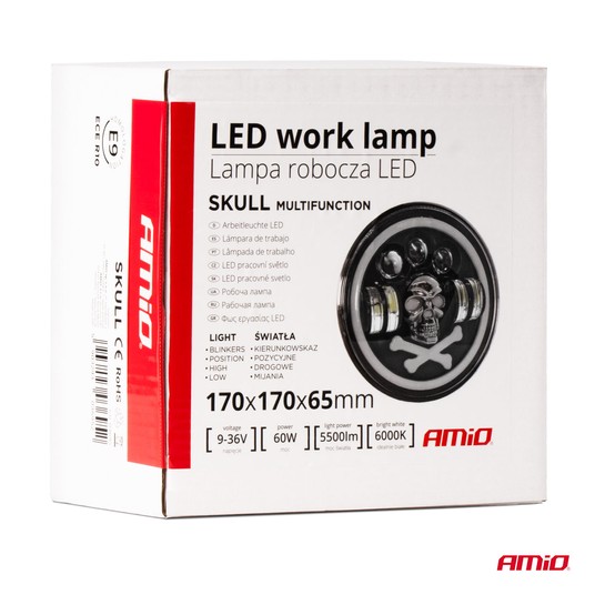 Lampa robocza LED SKULL czaszka dodatkowa ozdobna -zdjęcie numer 2