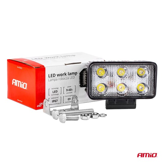 Lampa robocza LED szperacz AWL02 6 LED 12V 24V AMIO-01613 -zdjęcie numer 4