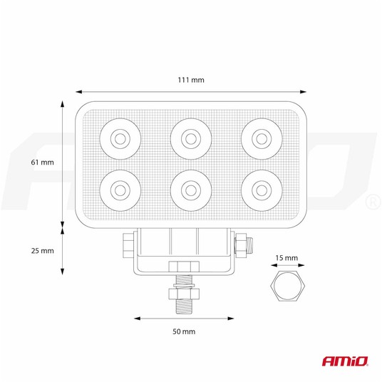 Lampa robocza LED szperacz AWL02 6 LED 12V 24V AMIO-01613 -zdjęcie numer 2