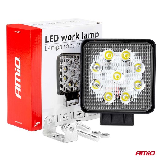 Lampa robocza LED szperacz AWL07 9 LED 12V 24V AMIO-02421 -zdjęcie numer 4