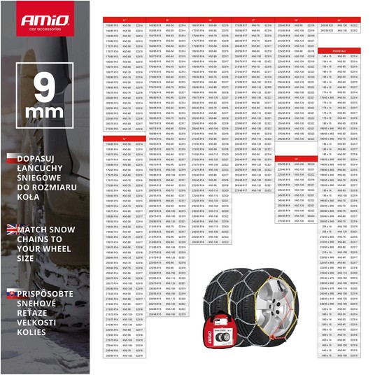 Łańcuchy śniegowe Ö-Norm 9mm + BAG KNS-120 AMIO-02321 -zdjęcie numer 3