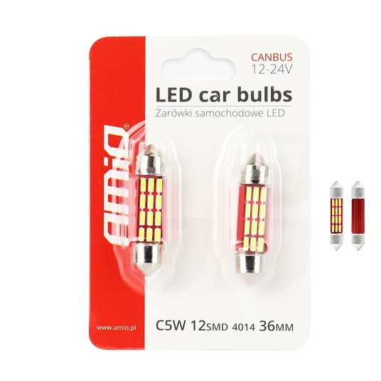LED CANBUS 12SMD 4014 Festoon 36mm White 12V/24V -photo number 2