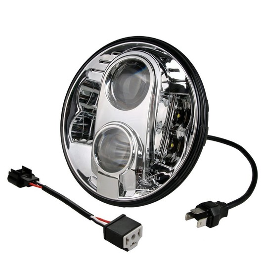 LED Headlight - round 7" 9-36V, chrome -zdjęcie numer 1