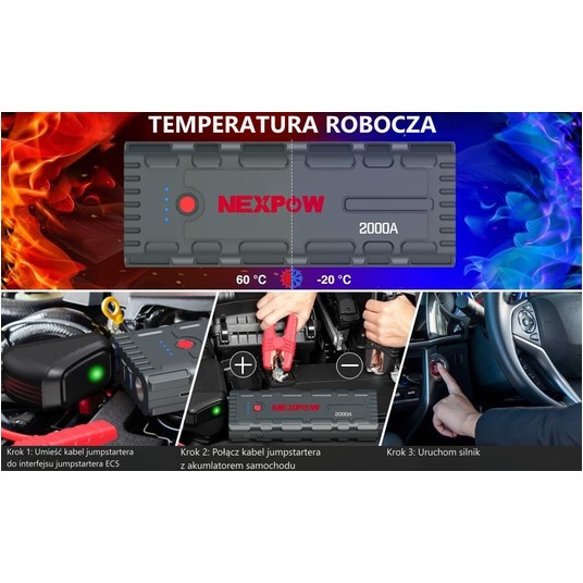 NEXPOW Jump Starter Booster G17 66,6 Wh 2000 A Power Bank Rozruchowy -zdjęcie numer 2