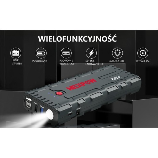 NEXPOW Jump Starter Booster G17 66,6 Wh 2000 A Power Bank Rozruchowy -zdjęcie numer 7