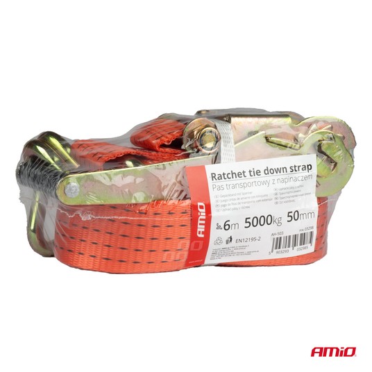 Pas transportowy z napinaczem 5000kg 50mm 6m AMIO-03298 -zdjęcie numer 2