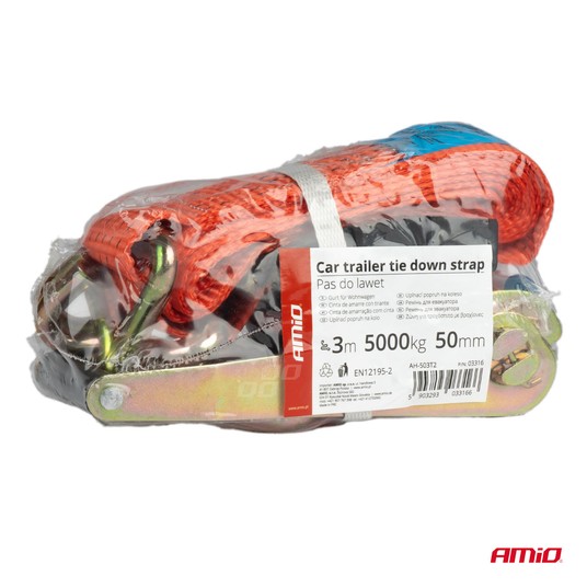 Pas transportowy z napinaczem do lawet 5T 5000kg 50mm 3m -zdjęcie numer 2