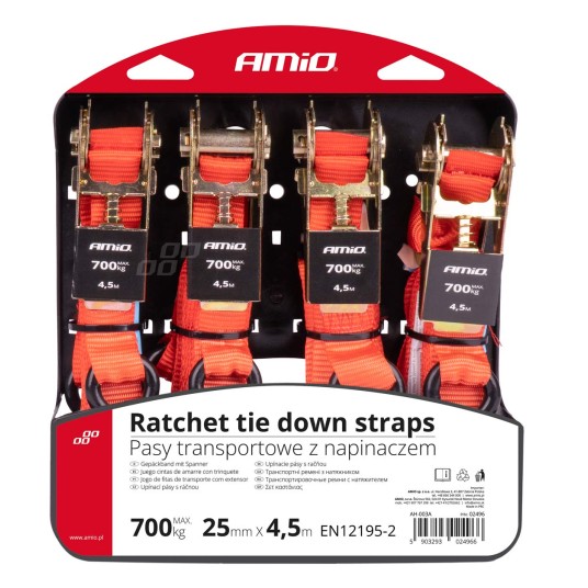 Pasy transportowe z napinaczem - zestaw komplet 700 kg 25 mm 4,5 m 4 szt. BELT-03 -zdjęcie numer 1