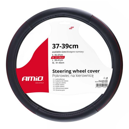 Pokrowiec nakładka na kierownicę samochodową M 37-39cm SWC-28-M AMIO-02565 -zdjęcie numer 1