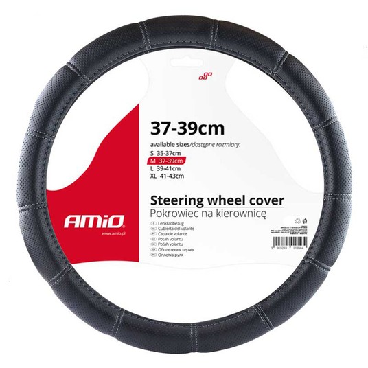 Pokrowiec nakładka na kierownicę samochodową M 37-39cm SWC-29-M AMIO-02566 -zdjęcie numer 1