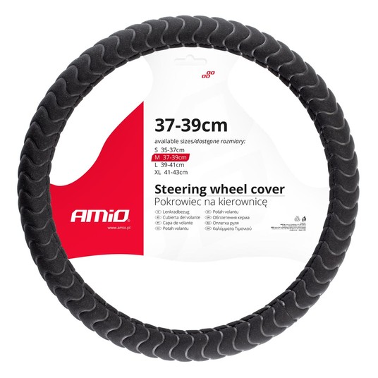 Pokrowiec nakładka na kierownicę samochodową M 37-39cm SWC-32-M AMIO-02805 -zdjęcie numer 1