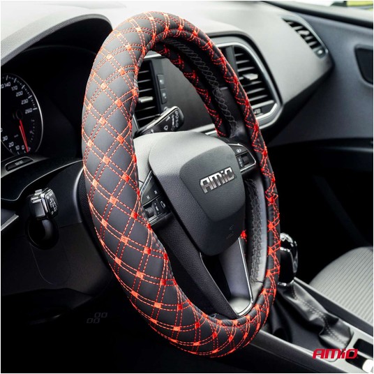 Pokrowiec nakładka na kierownicę samochodową M 37-39cm SWC-40-M AMIO-02813 -zdjęcie numer 3