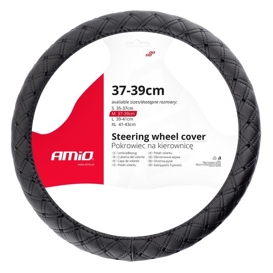 Pokrowiec nakładka na kierownicę samochodową M 37-39cm SWC-41-M AMIO-02814 -zdjęcie numer 1