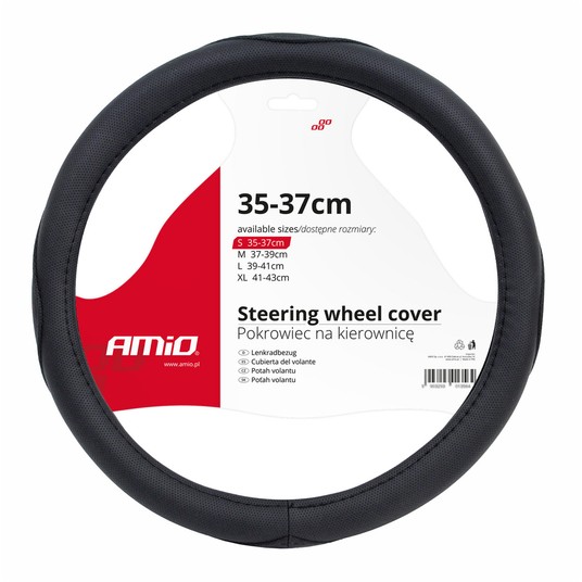 Pokrowiec nakładka na kierownicę samochodową S 35-37cm SWC-09-S AMIO-01364 -zdjęcie numer 1