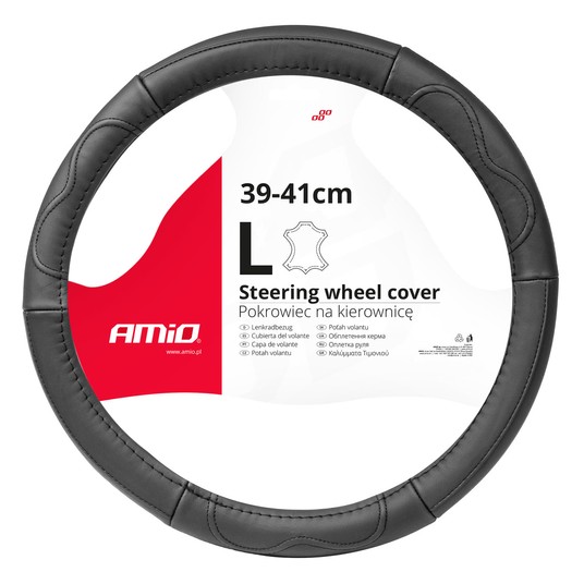 Pokrowiec skórzany nakładka na kierownicę samochodową L 39-41cm SWC-49-L AMIO-03552 -zdjęcie numer 1