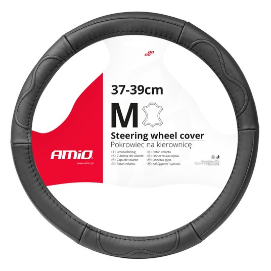 Pokrowiec skórzany nakładka na kierownicę samochodową M 37-39cm SWC-49-M AMIO-03551 -zdjęcie numer 1