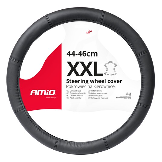 Pokrowiec skórzany nakładka na kierownicę samochodową XXL 44-46cm SWC-48-XXL AMIO-03549 -zdjęcie numer 1