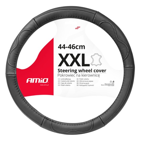Pokrowiec skórzany nakładka na kierownicę samochodową XXL 44-46cm SWC-49-XXL AMIO-03554 -zdjęcie numer 1