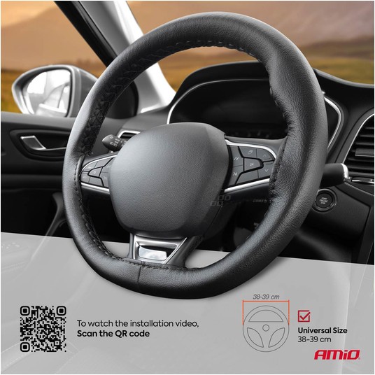 Pokrowiec sznurowany na kierownicę samochodową M 38-39cm OTOM-OTDK101 -zdjęcie numer 3