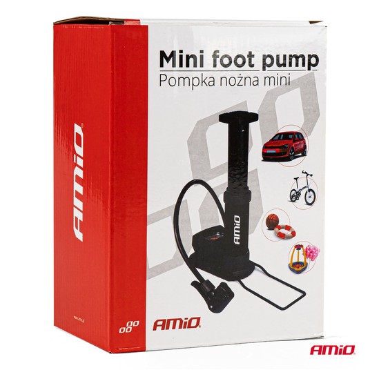 Pompka nożna MINI PU03 metalowa z manometrem AMIO-02147 -zdjęcie numer 6