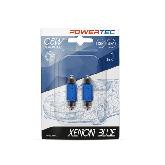 Powertec XENON BLUE 12V 5W SV8,5-8 C5W 11x36 mm Bl -zdjęcie numer 1