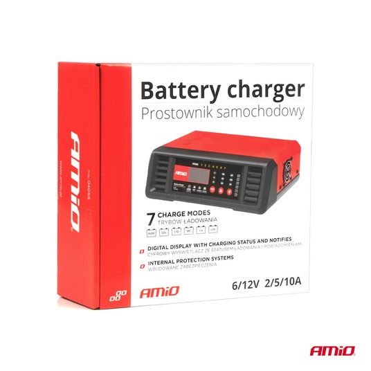 Prostownik cyfrowy stacjonarny 10A 6V 12V AMIO-04056 -zdjęcie numer 7
