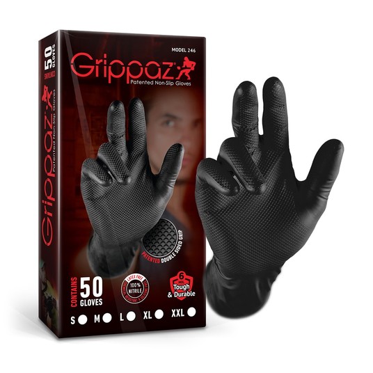 Rękawice Warsztatowe GRIPPAZ Czarne Rozmiar XL 50 Sztuk -zdjęcie numer 1