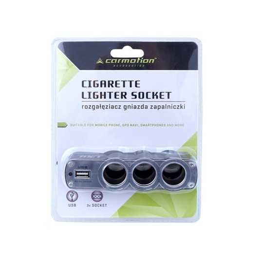 ROZGAŁĘZIACZ ZAPALNICZKI POTRÓJNY 12/24V Z USB -zdjęcie numer 2
