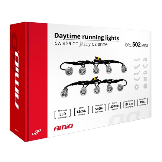 Światła do jazdy dziennej AMiO DRL 502 mini AMIO-01521 -zdjęcie numer 2